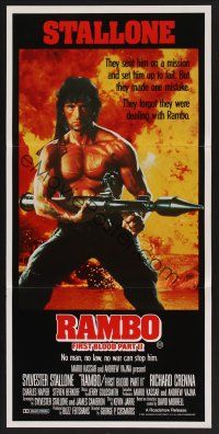 1d436 RAMBO FIRST BLOOD PART II Aust daybill '85 no man, no law, no war can stop Stallone!