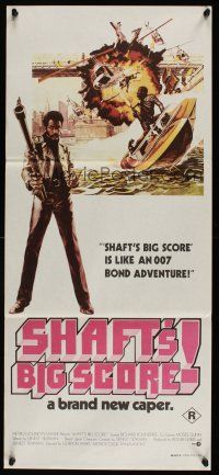 1d456 SHAFT'S BIG SCORE Aust daybill '72 great art of mean Richard Roundtree with big gun!