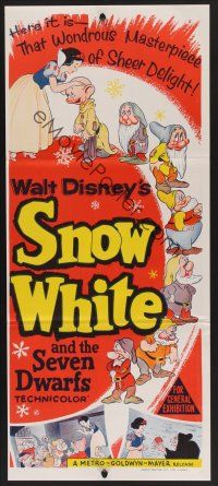 1d463 SNOW WHITE & THE SEVEN DWARFS Aust daybill R60s Walt Disney animated cartoon fantasy classic!