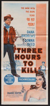 1d501 THREE HOURS TO KILL Aust daybill '54 Dana Andrews is the man with the rope scar on his neck!