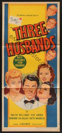 1d502 THREE HUSBANDS Aust daybill '50 the story of how they grew suspicious!