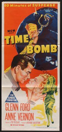 1d508 TIME BOMB Aust daybill '53 different art of Glenn Ford & Anne Vernon in explosive action!