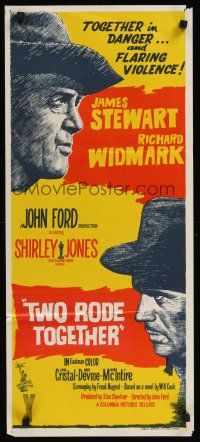 1d515 TWO RODE TOGETHER Aust daybill '61 John Ford, art of James Stewart & Richard Widmark!