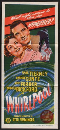 1d532 WHIRLPOOL Aust daybill '50 what might pretty Gene Tierney do when she is hypnotized?!