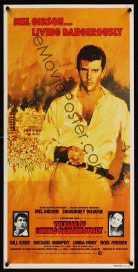1d541 YEAR OF LIVING DANGEROUSLY Aust daybill '82 Peter Weir, artwork of Mel Gibson by Stapleton!