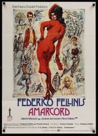 1d041 AMARCORD German '75 Federico Fellini classic comedy, cool artwork!