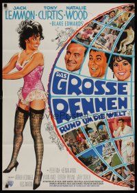 1d106 GREAT RACE German '65 Blake Edwards, great different art of sexy Natalie Wood in lingerie!