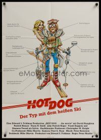 1d111 HOT DOG German '84 David Naughton, Tracy N. Smith, wacky skiing art!
