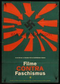 1d179 FILME CONTRA FASCHISMUS East German '65 Lehmann art of Nazi swastika surrounded by red arrows!