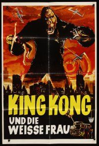 1d017 KING KONG German 16x23 R60s Fay Wray, Robert Armstrong, cool art of giant ape!