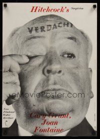 1d019 SUSPICION German 16x23 R70s Cary Grant, great image of Alfred Hitchcock!