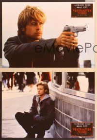 1d596 DEVIL'S OWN 12 German LCs '97 great close-ups of Harrison Ford & Brad Pitt!