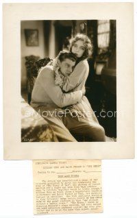 1e588 ENEMY deluxe 10x12 still '27 romantic close up of Lillian Gish holding Ralph Forbes!