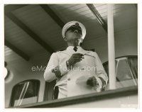 1e589 ERICH VON STROHEIM 9.25x11.75 still '30s smoking on ship in Naval uniform by M. Soulie!