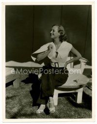 1e634 JOAN CRAWFORD deluxe 10x13 still '30s seated outdoor portrait by Clarence Sinclair Bull!