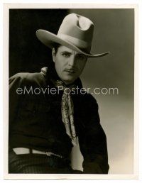 1e722 WARNER BAXTER deluxe 10x13 still '20s waist-high portrait in cowboy hat by Hurrell!