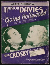 1e785 GOING HOLLYWOOD sheet music cover '33 Marion Davies close up w/Bing Crosby, After Sundown!
