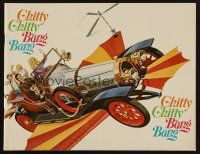 1e151 CHITTY CHITTY BANG BANG program '69 Dick Van Dyke, Sally Ann Howes, art of wild flying car!