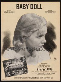 1e734 BABY DOLL sheet music '57 Elia Kazan, cool image of sexy troubled teen Carroll Baker!