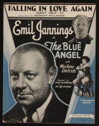1e743 BLUE ANGEL sheet music '30 Emil Jannings & sexy Marlene Dietrich, Falling In Love Again!