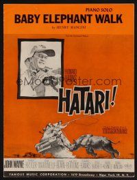 1e795 HATARI sheet music '62 Howard Hawks, John Wayne in Africa, Baby Elephant Walk!