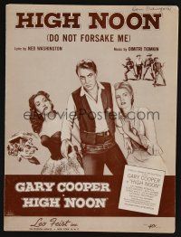 1e798 HIGH NOON sheet music '52 Gary Cooper, Grace Kelly, Do Not Forsake Me!
