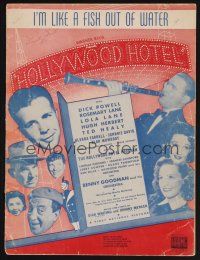 1e801 HOLLYWOOD HOTEL sheet music '38 Dick Powell, Lola Lane, I'm Like A Fish Out Of Water!