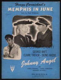 1e805 JOHNNY ANGEL sheet music '45 Raft & sexy Claire Trevor in New Orleans, Memphis In June!