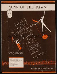 1e807 KING OF JAZZ sheet music '30 cool art of Paul Whiteman + showgirls, Song Of The Dawn!