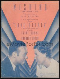 1e814 LOVE AFFAIR sheet music '39 romantic image of Irene Dunne & Charles Boyer, Wishing!