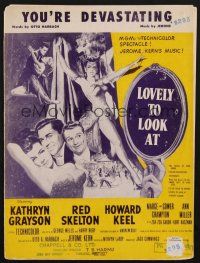 1e816 LOVELY TO LOOK AT sheet music '52 sexy Ann Miller, wacky Red Skelton, You're Devastating!