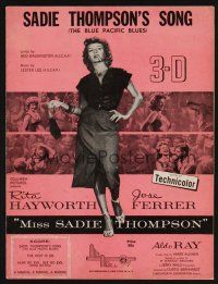 1e824 MISS SADIE THOMPSON sheet music '53 3-D sexy smoking Rita Hayworth, Blue Pacific Blues!