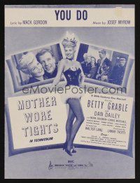 1e827 MOTHER WORE TIGHTS sheet music '47 sexy full-length Betty Grable, Dan Dailey, You Do!