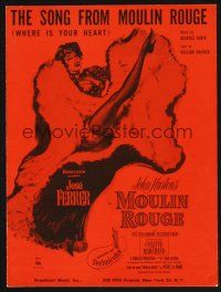 1e830 MOULIN ROUGE sheet music '52 sexy French dancer kicking leg, Where is Your Heart!