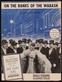 1e834 MY GAL SAL sheet music '42 sexy Rita Hayworth & Victor Mature, On The Banks Of The Wabash!