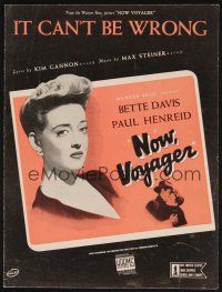 1e839 NOW VOYAGER sheet music '42 most classic romantic tearjerker, Bette Davis, It Can't Be Wrong!