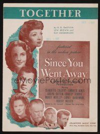 1e873 SINCE YOU WENT AWAY sheet music '44 Claudette Colbert, Shirley Temple, Together!
