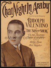 1e879 SON OF THE SHEIK sheet music '26 portrait of Rudolph Valentino, That Night In Araby!