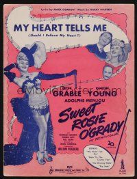 1e888 SWEET ROSIE O'GRADY sheet music '43 sexy full-length Betty Grable, My Heart Tells Me!