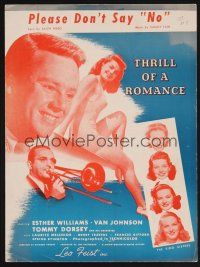 1e904 THRILL OF A ROMANCE sheet music '45 Van Johnson & sexy Esther Williams, Please Don't Say No!