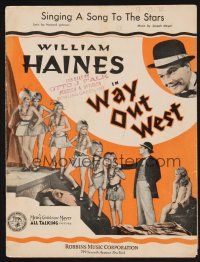 1e911 WAY OUT WEST sheet music '30 William Haines, sexy showgirls, Singing A Song To The Stars!