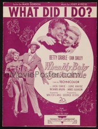 1e912 WHEN MY BABY SMILES AT ME sheet music '48 sexy Betty Grable & Dan Dailey, What Did I Do?!