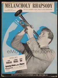 1e919 YOUNG MAN WITH A HORN sheet music '50 jazz man Kirk Douglas, Melancholy Rhapsody!