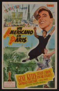 1e295 AMERICAN IN PARIS Spanish herald '51 different art of Gene Kelly dancing w/sexy Leslie Caron!