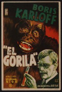 1e297 APE Spanish herald '40 great Maria art of Boris Karloff & wacky gorilla!
