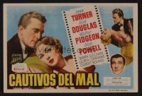 1e298 BAD & THE BEAUTIFUL Spanish herald '53 great c/u of Kirk Douglas romancing sexy Lana Turner!