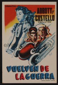 1e304 BUCK PRIVATES COME HOME Spanish herald '47 art of Bud Abbott & Lou Costello in wacky car!