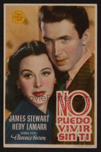 1e309 COME LIVE WITH ME Spanish herald '41 great portrait of James Stewart w/sexy Hedy Lamarr!