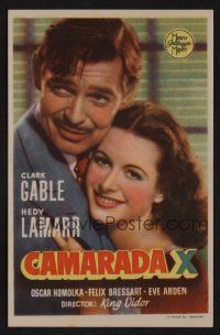 1e310 COMRADE X Spanish herald '40 close up of Hedy Lamarr embracing Clark Gable!