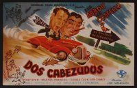 1e332 HERE COME THE CO-EDS Spanish herald '45 wacky art of Bud Abbott & Lou Costello in car!